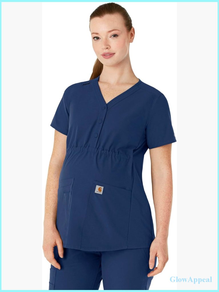 Maternity Scrub Top With Pockets, Stretch Fabric, Modern Fit